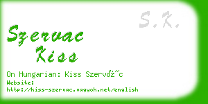 szervac kiss business card